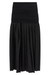 double layer midi skirt in pleated wool blend