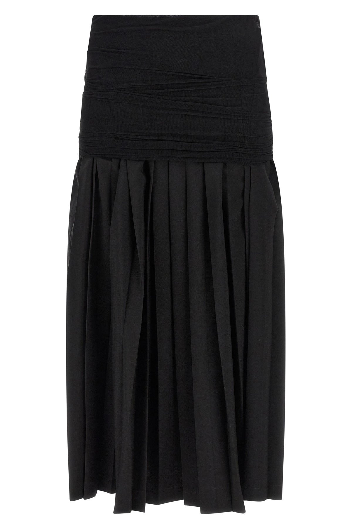 double layer midi skirt in pleated wool blend