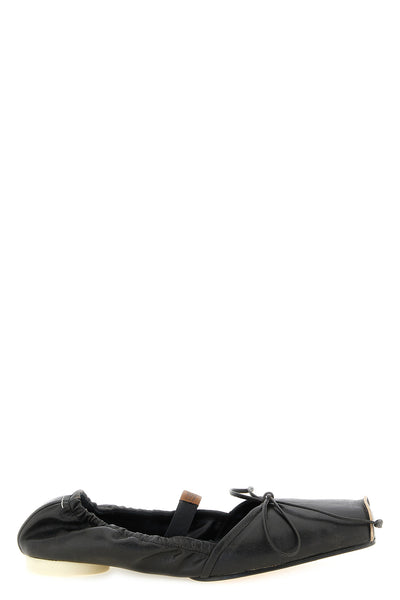 vintage effect calf leather ballet flats