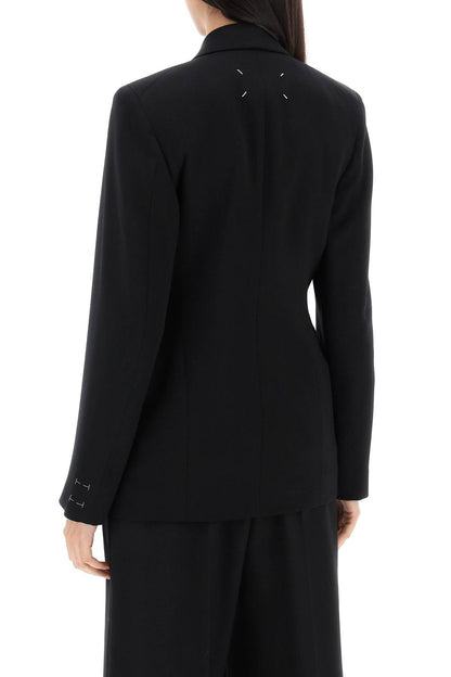 slim-fit wool jacket with a fitted waist