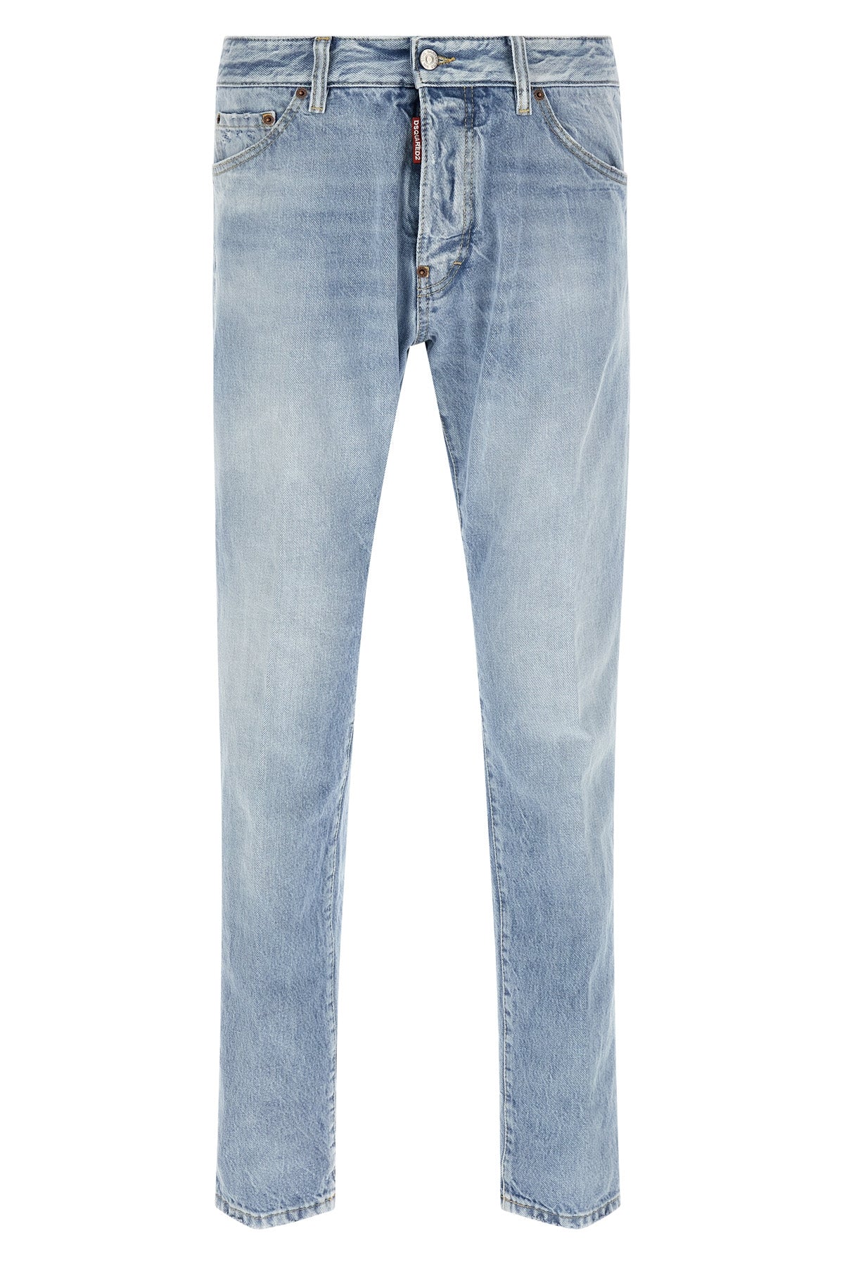 teddy used-effect cotton denim jeans