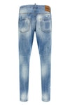 teddy used-effect stone washed stretch cotton denim jeans