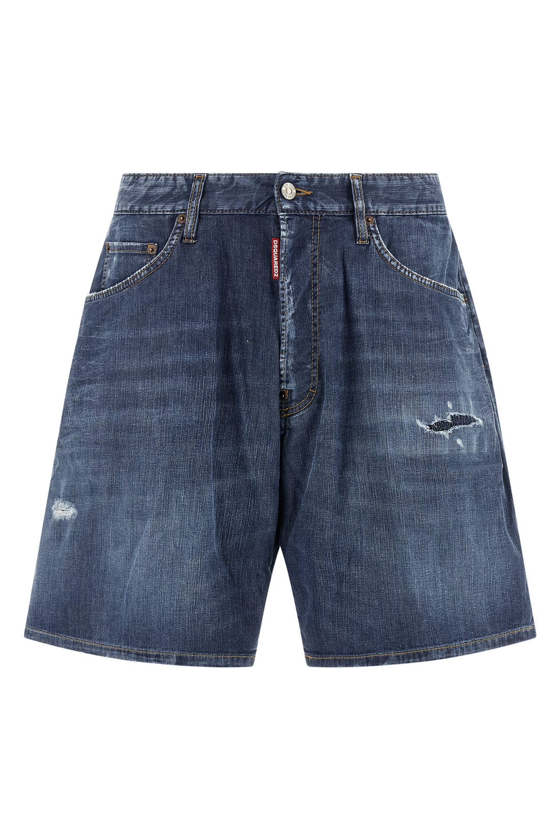 DSQUARED2 46 boxer bermuda shorts in used-effect stone-washed cotton denim