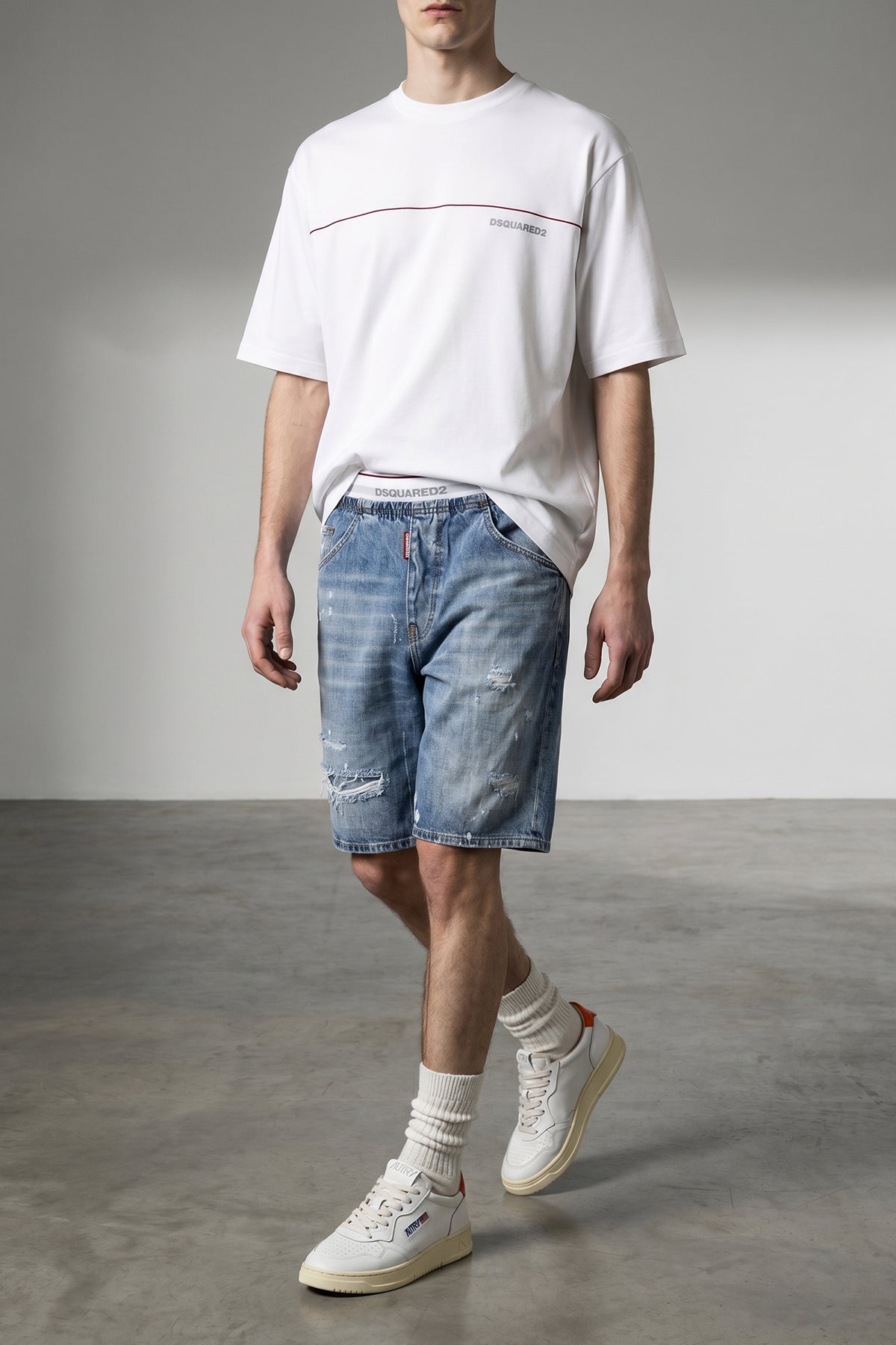 surfer 13 oz stone washed used-effect cotton denim bermuda shorts