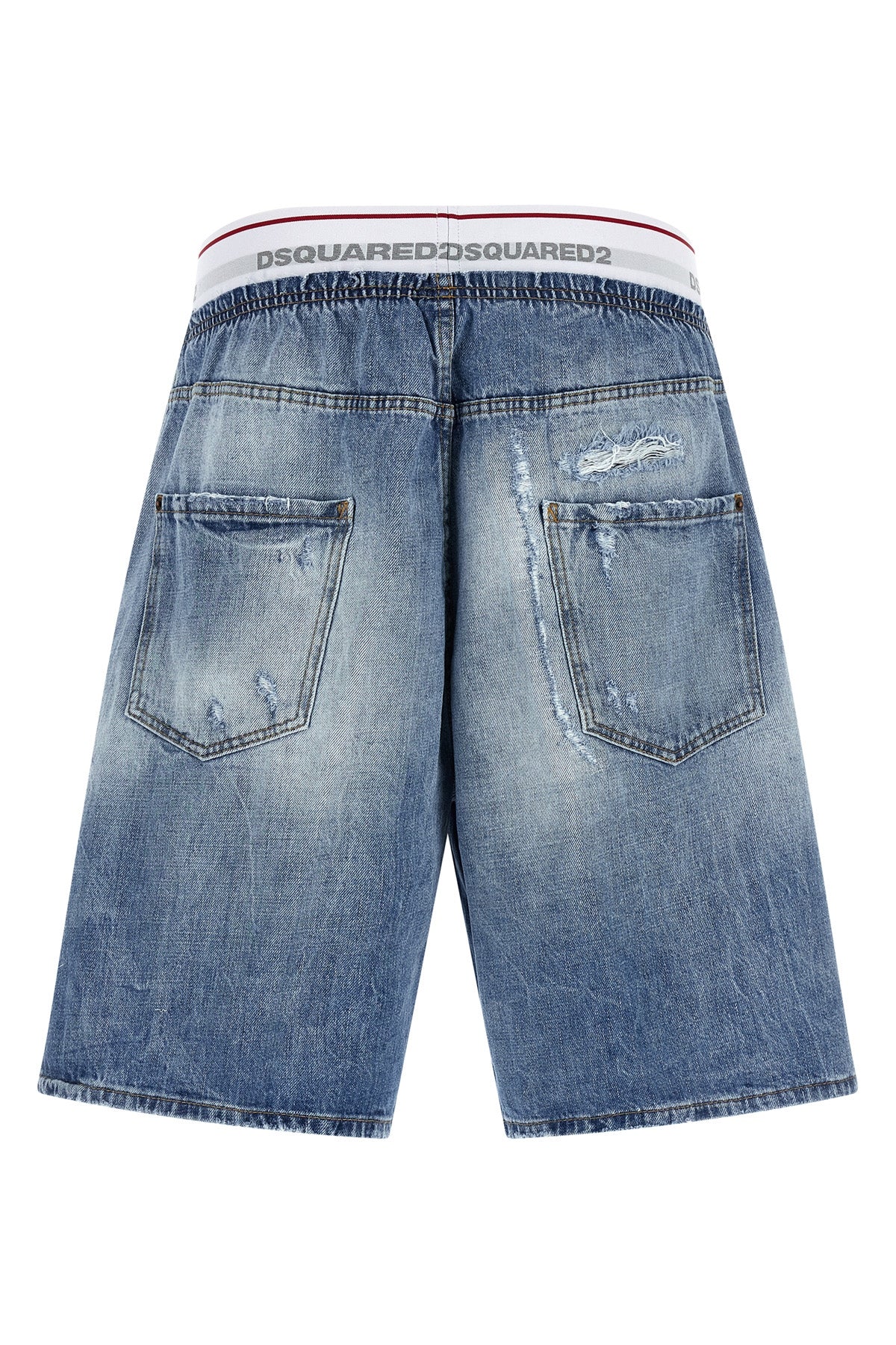 surfer 13 oz stone washed used-effect cotton denim bermuda shorts