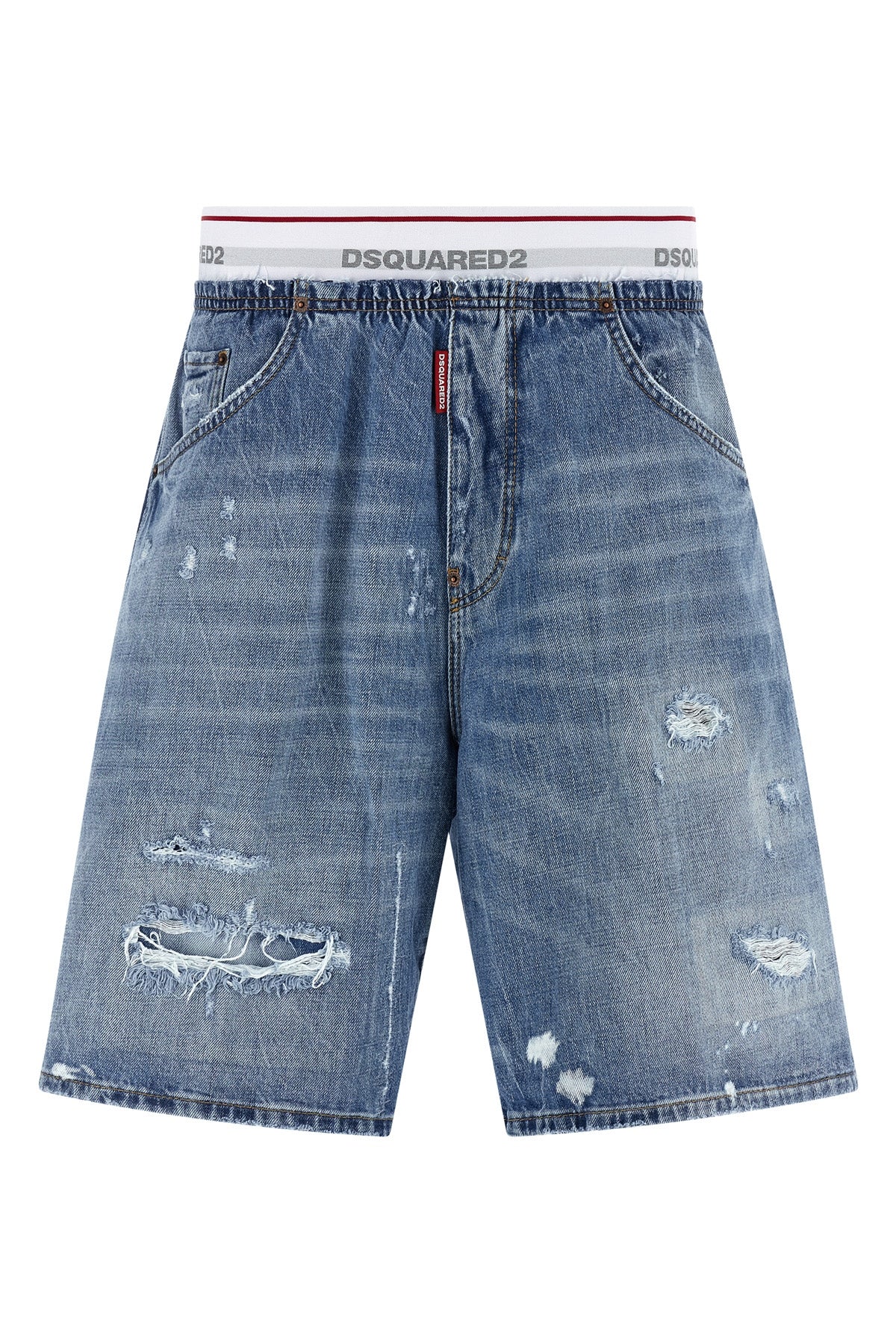 surfer 13 oz stone washed used-effect cotton denim bermuda shorts