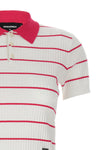 striped polo shirt in ribbed viscose blend
