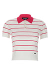 striped polo shirt in ribbed viscose blend