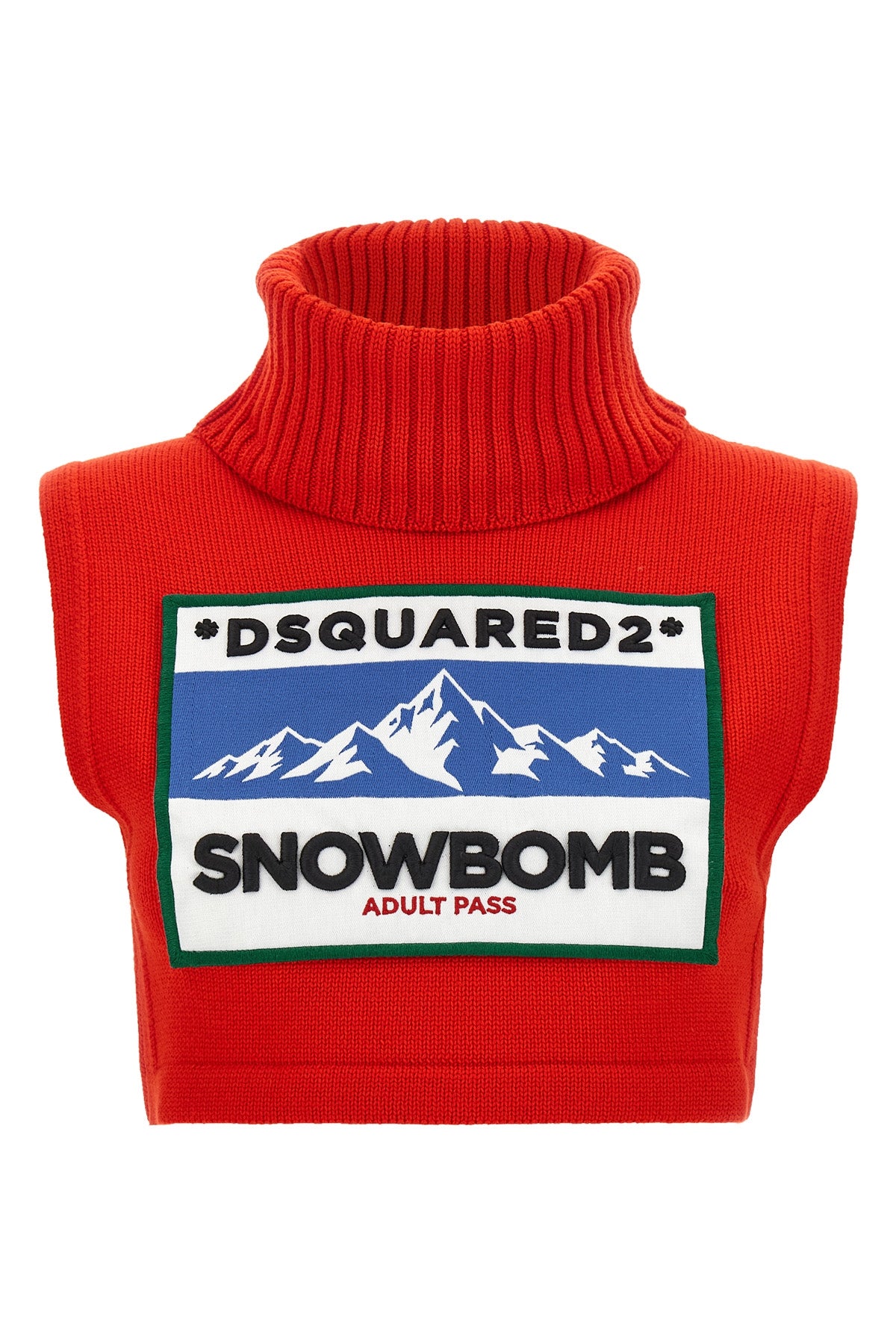 the dsquared2 après ski turtleneck vest redefines winter knitwear through bold