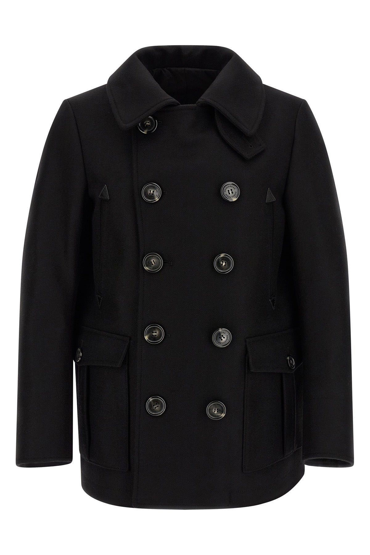 the double-breasted coat lined