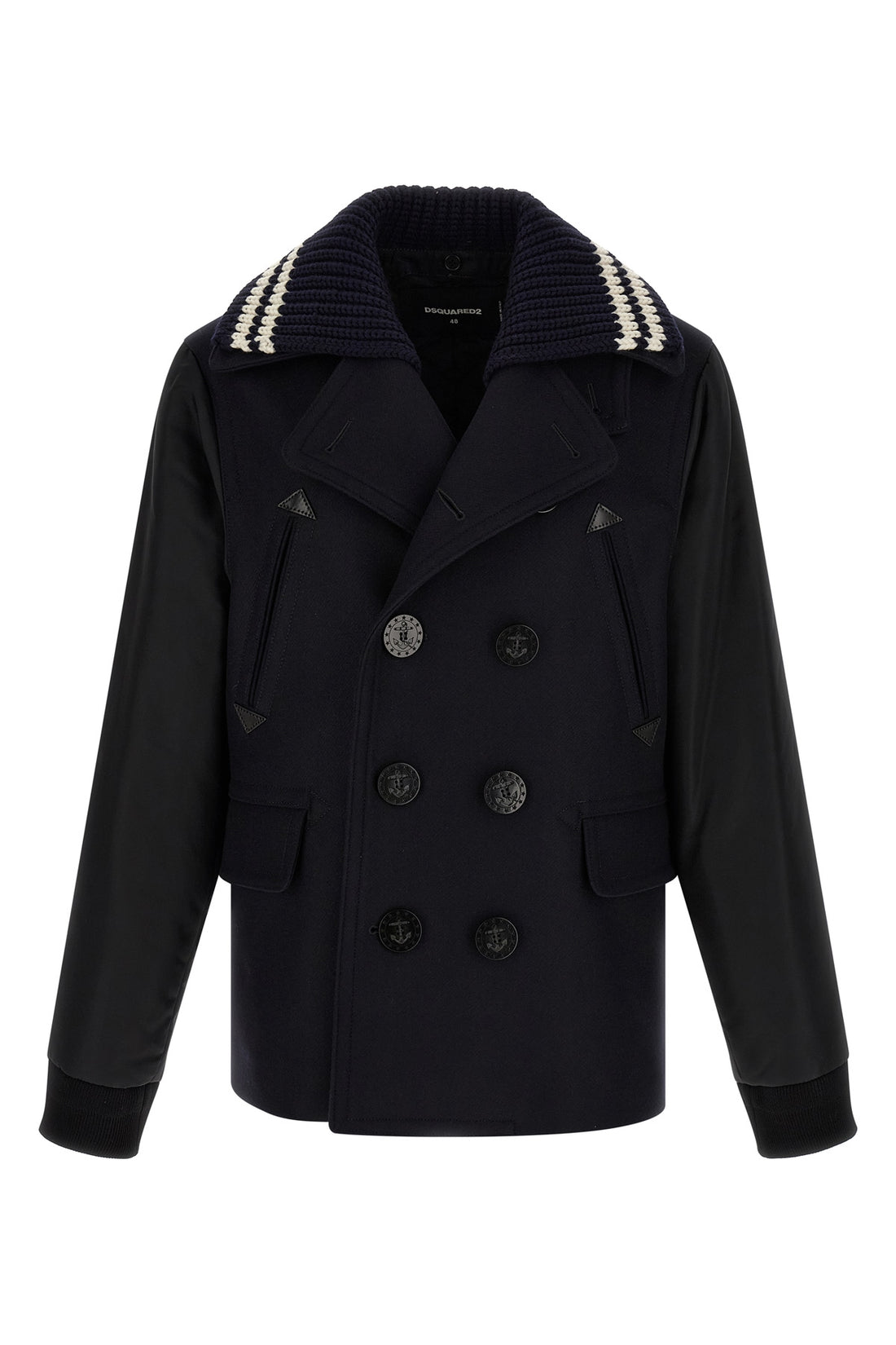 DSQUARED2 48 hybrid peacoat double-breasted wool coat