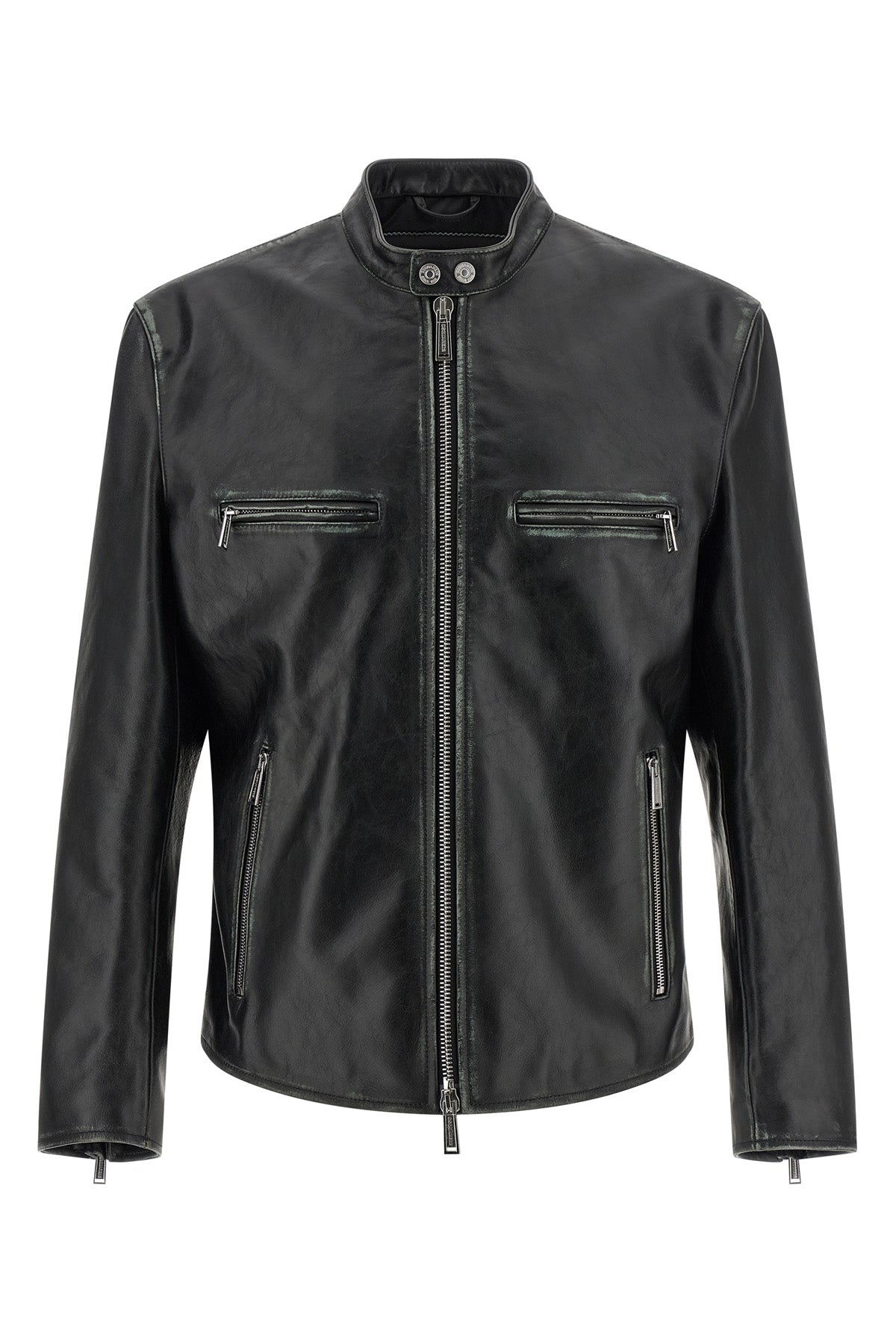 bad boy biker jacket in used-effect leather