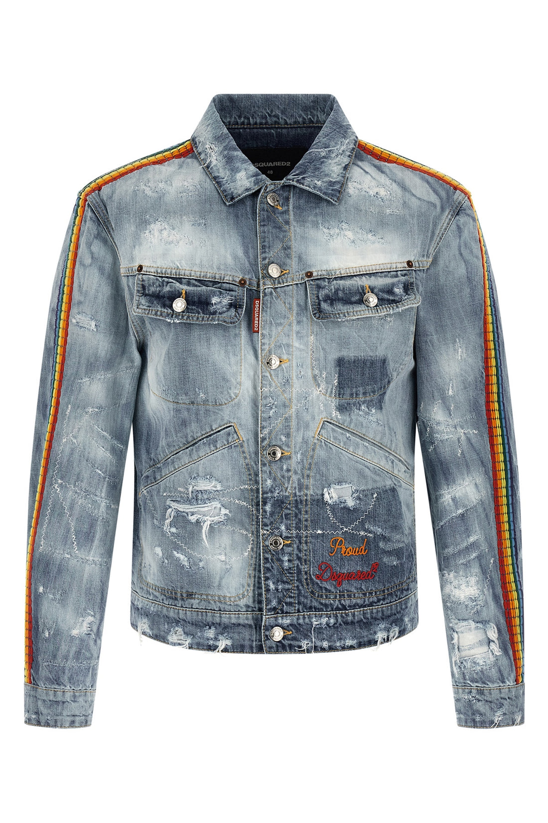 DSQUARED2 50 la jean destroyed effect cotton denim jacket