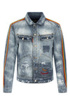 la jean destroyed effect cotton denim jacket