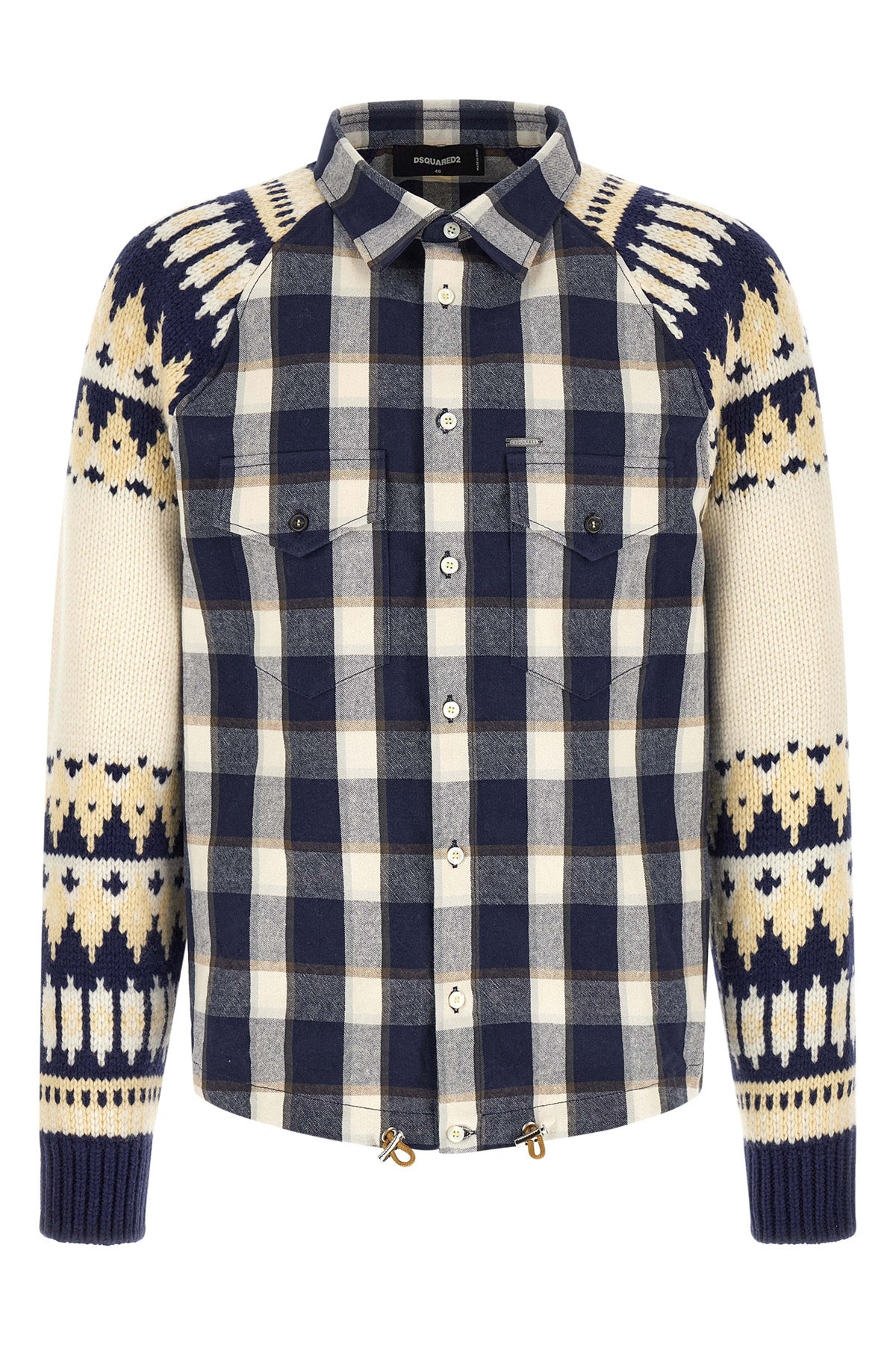 the classic check drawstring dsquared2 shirt features an innovative hybrid con