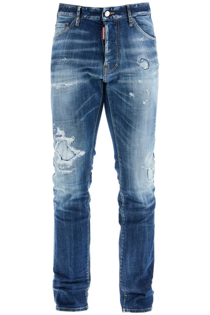 navy blue jeans in cotton vintage effect