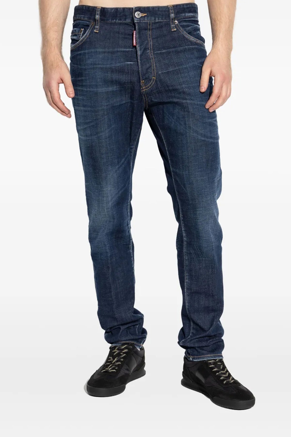 cool guy used-effect stonewashed cotton denim jeans