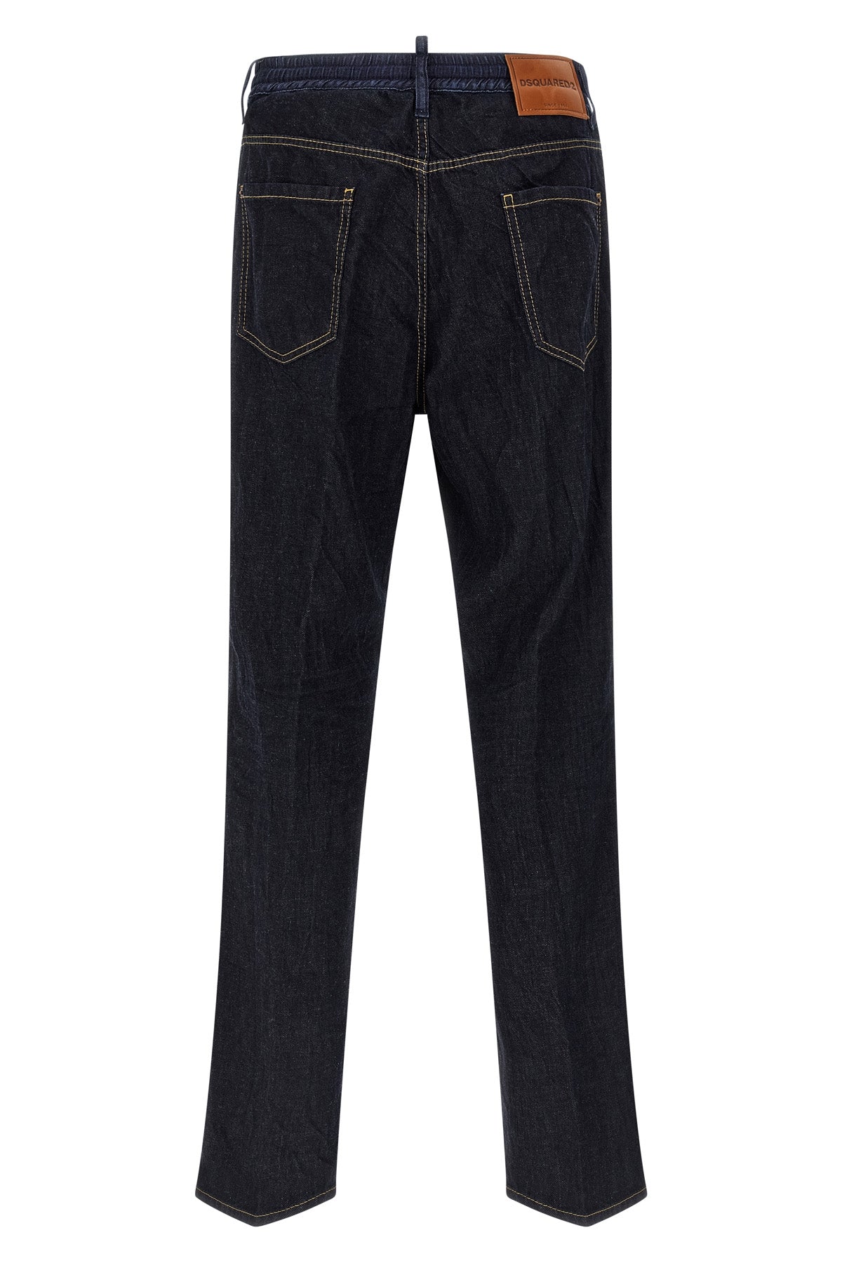 crinkled cotton and hemp blend denim jeans