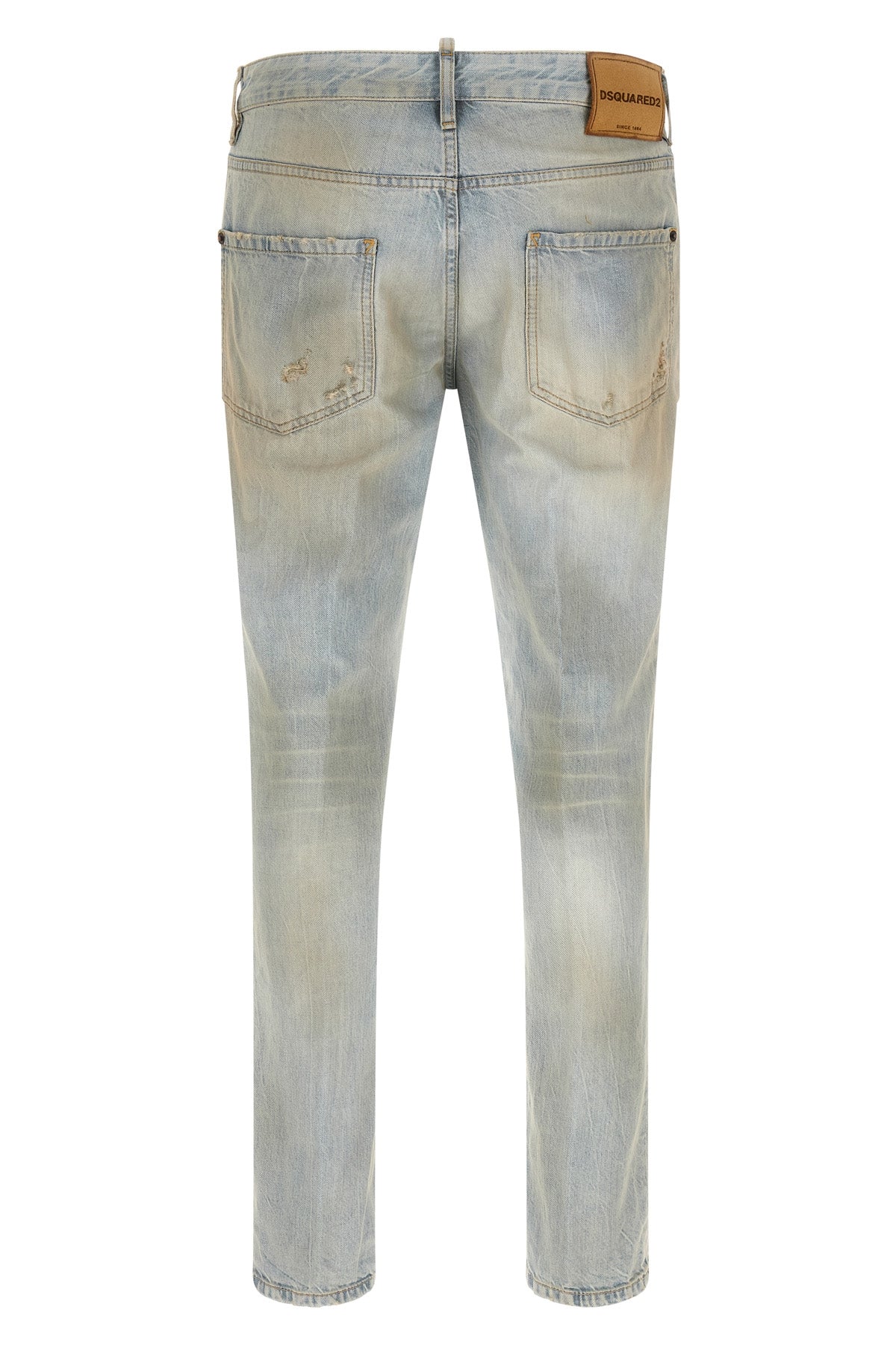 teddy used-effect stonewashed cotton denim jeans