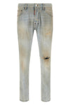 teddy used-effect stonewashed cotton denim jeans