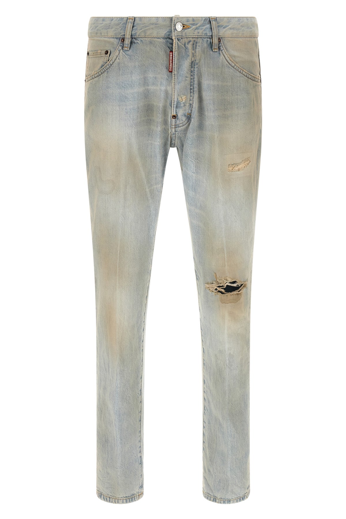 teddy used-effect stonewashed cotton denim jeans