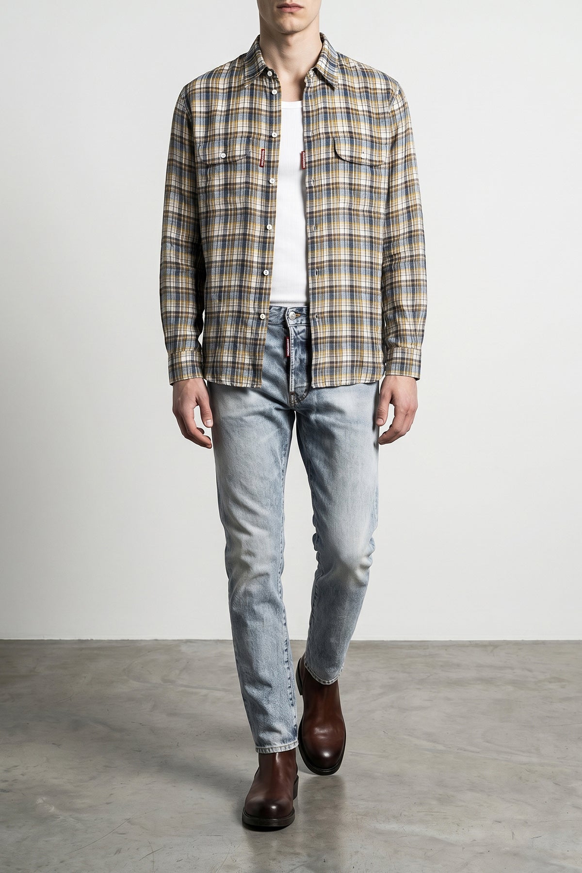 teddy used-effect stonewashed cotton denim jeans
