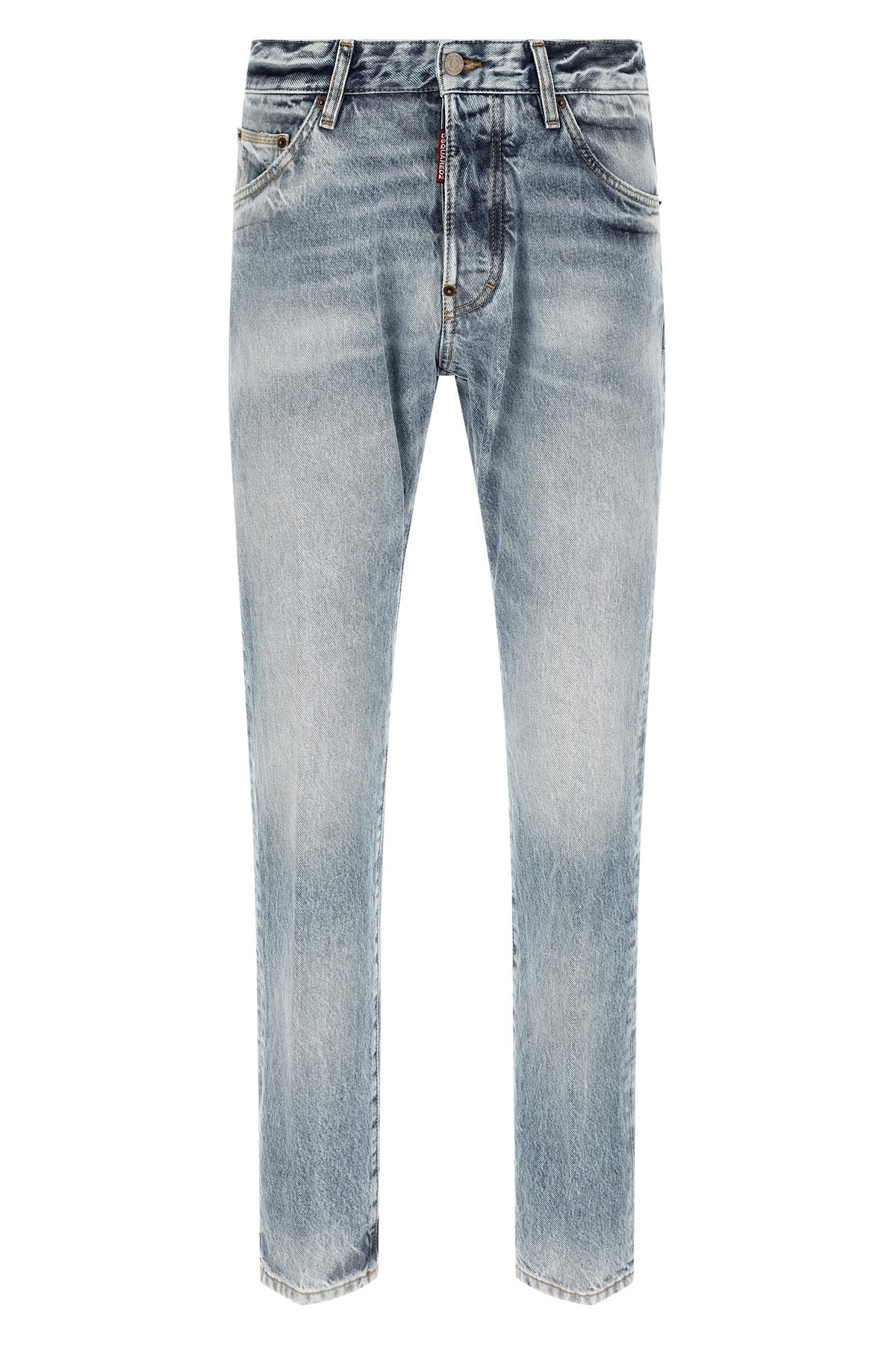 teddy used-effect stonewashed cotton denim jeans