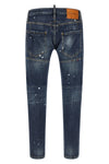 tidy biker used-effect stretch cotton denim jeans