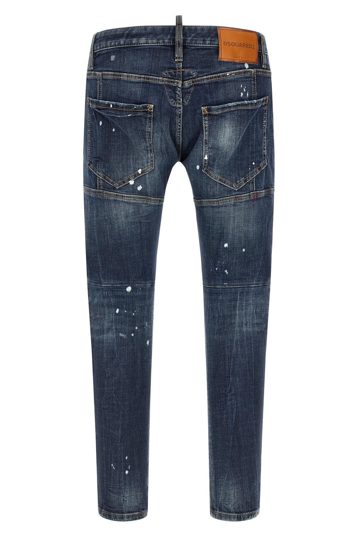tidy biker used-effect stretch cotton denim jeans