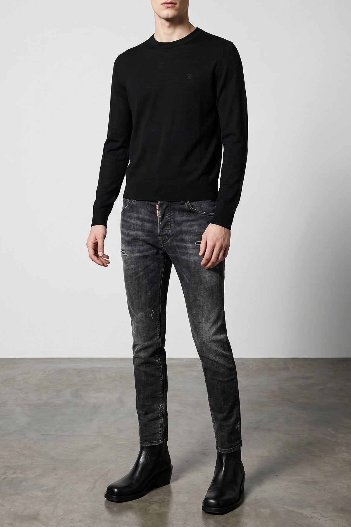 5-pocket teddy used-effect wash cotton denim jeans