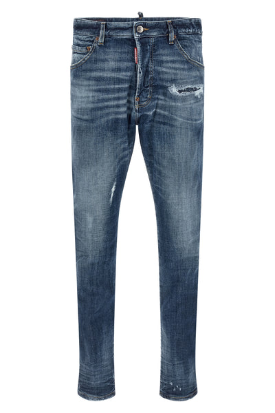 5-pocket teddy used-effect wash cotton denim jeans