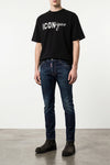 skater used-effect stonewashed cotton denim jeans