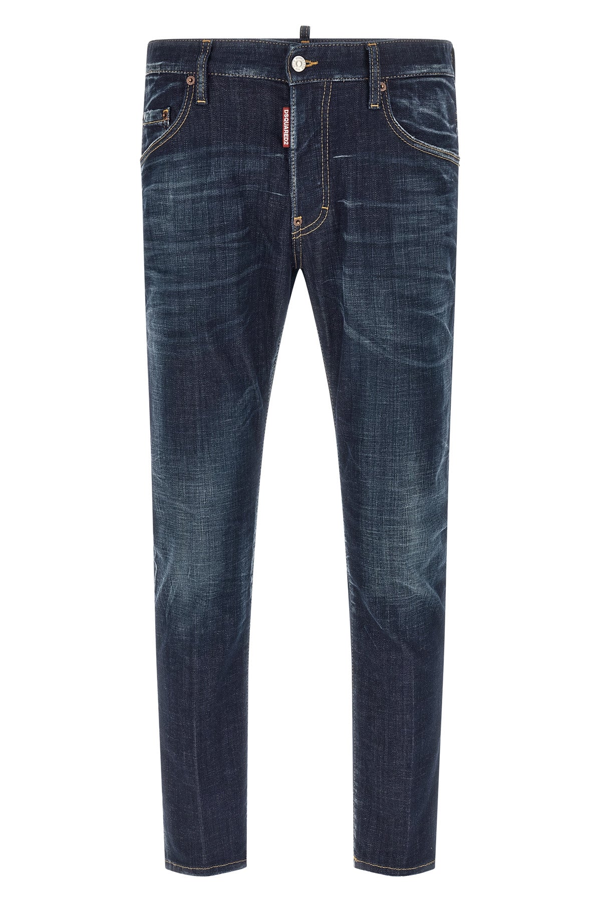 skater used-effect stonewashed cotton denim jeans