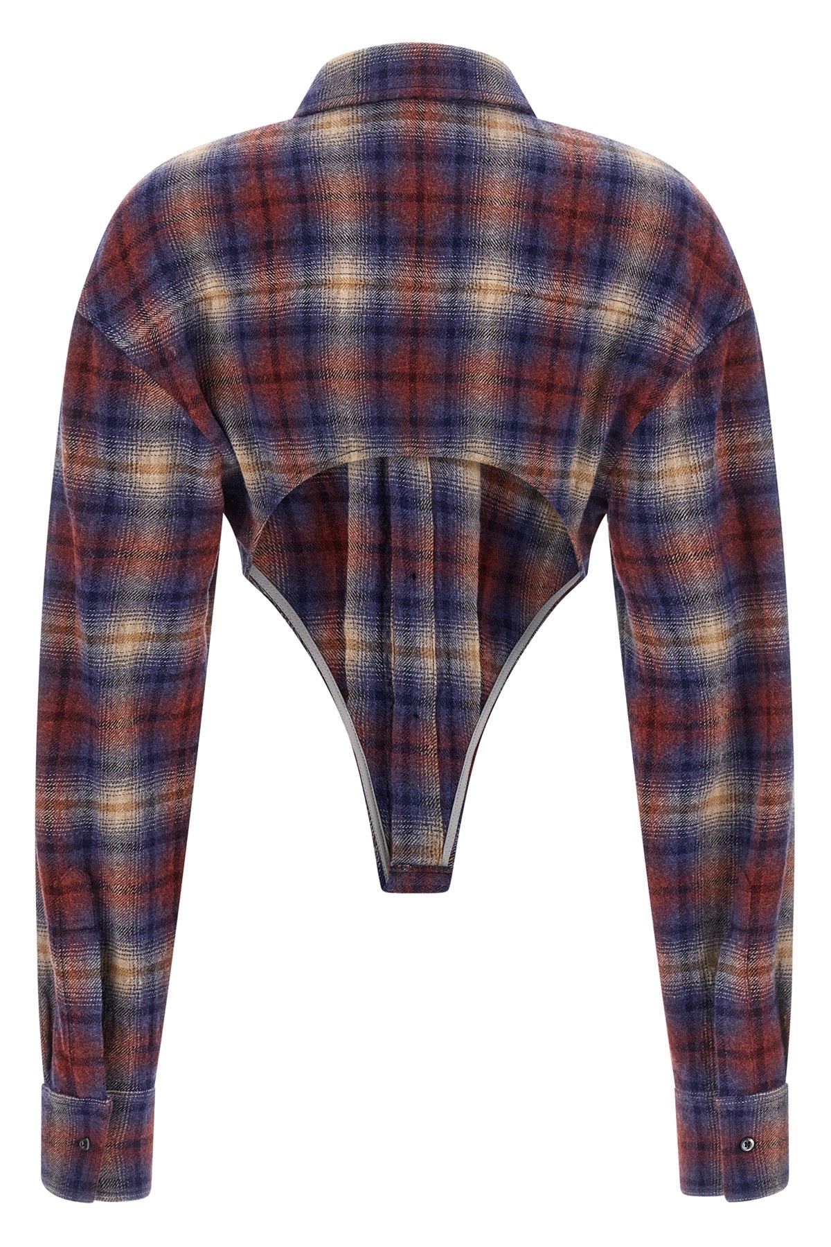 loop check patterned wool shirt