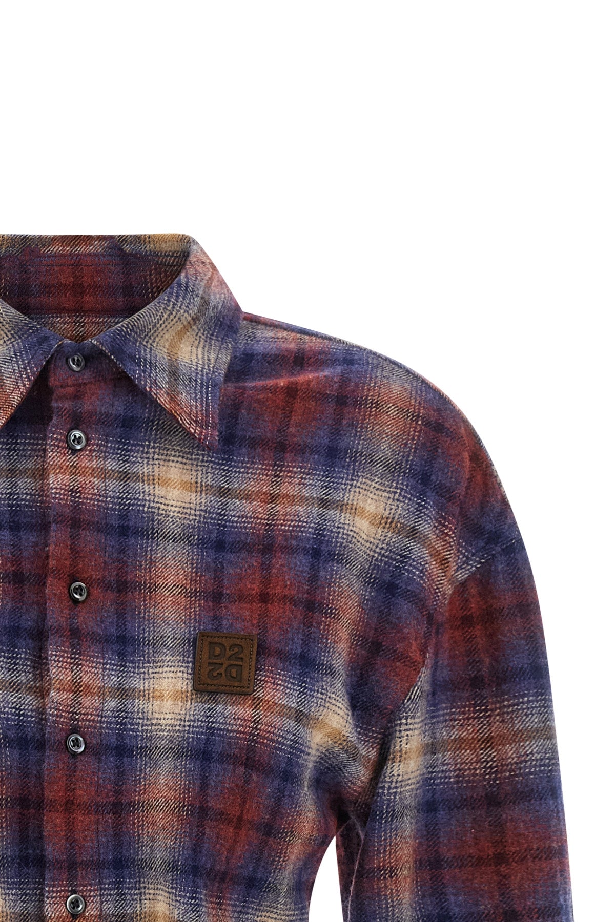 loop check patterned wool shirt