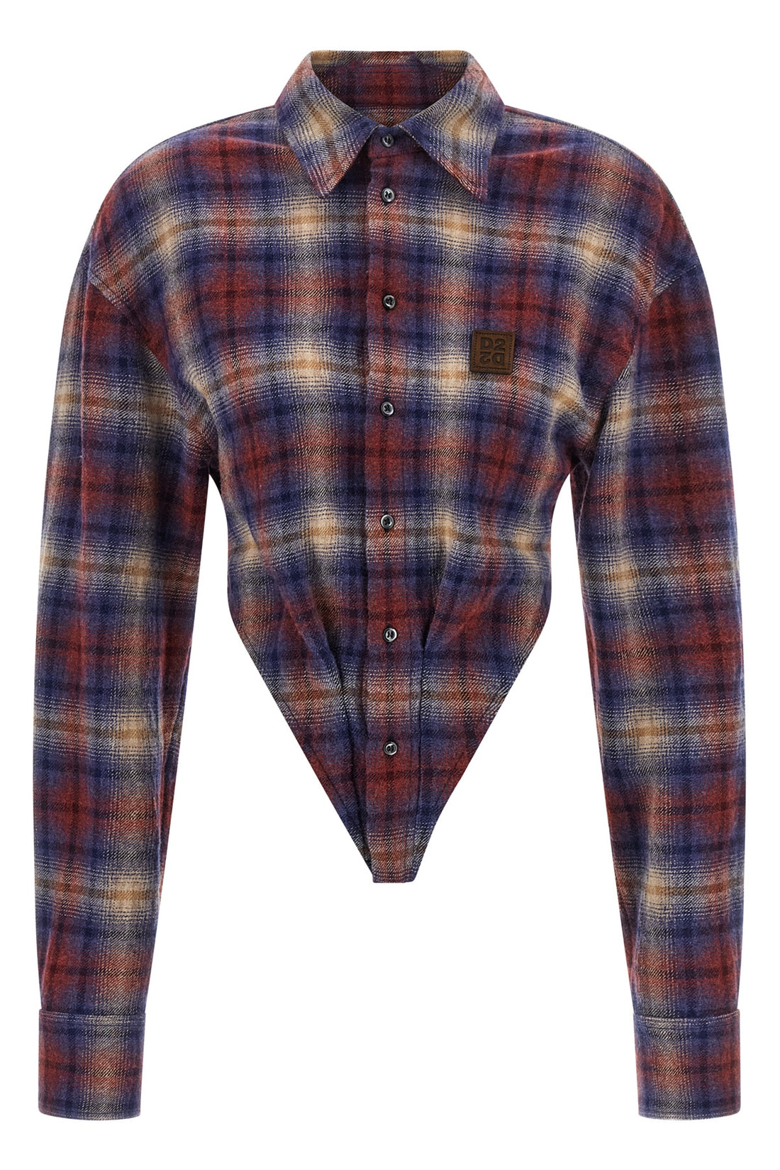 DSQUARED2 40 loop check patterned wool shirt