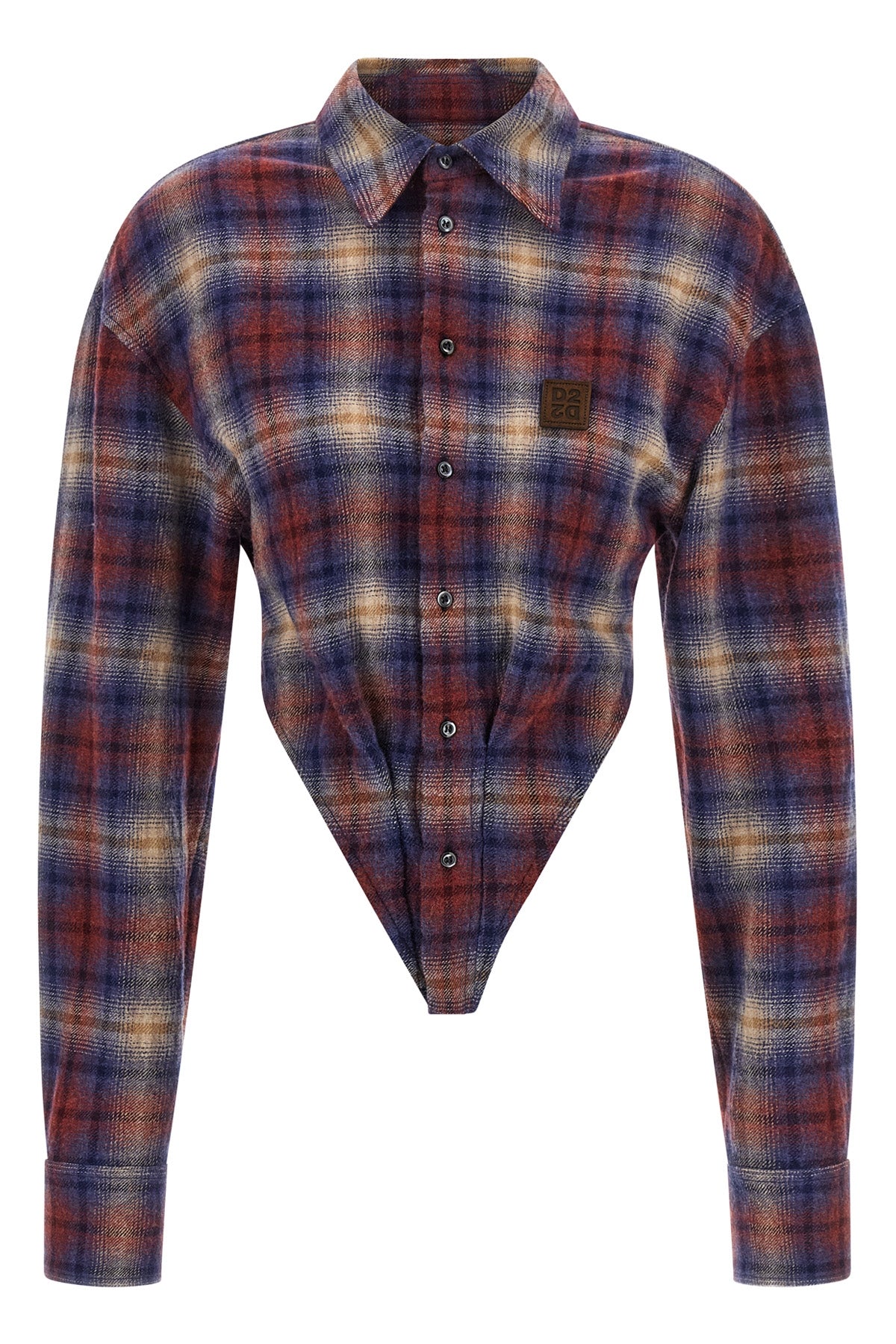 loop check patterned wool shirt