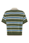 striped knit striped pure cotton knit polo shirt