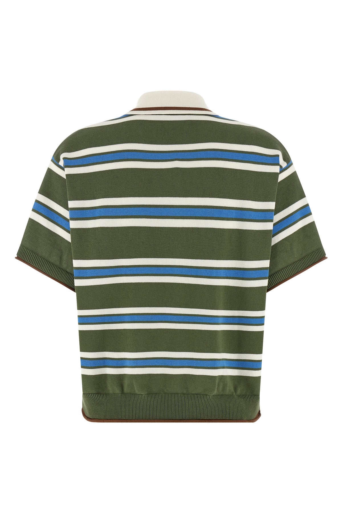 striped knit striped pure cotton knit polo shirt