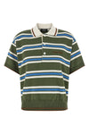 striped knit striped pure cotton knit polo shirt
