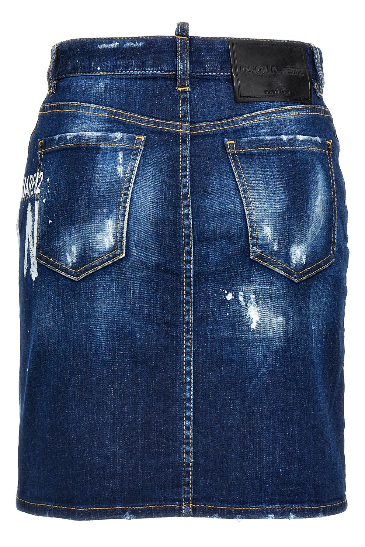 icon spray cotton denim skirt