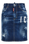 icon spray cotton denim skirt