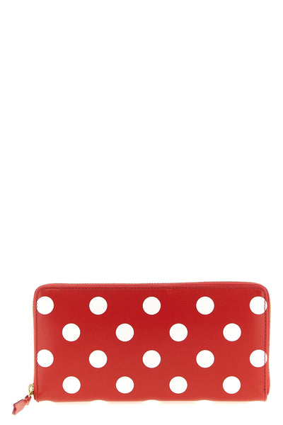 polka dots printed leather wallet