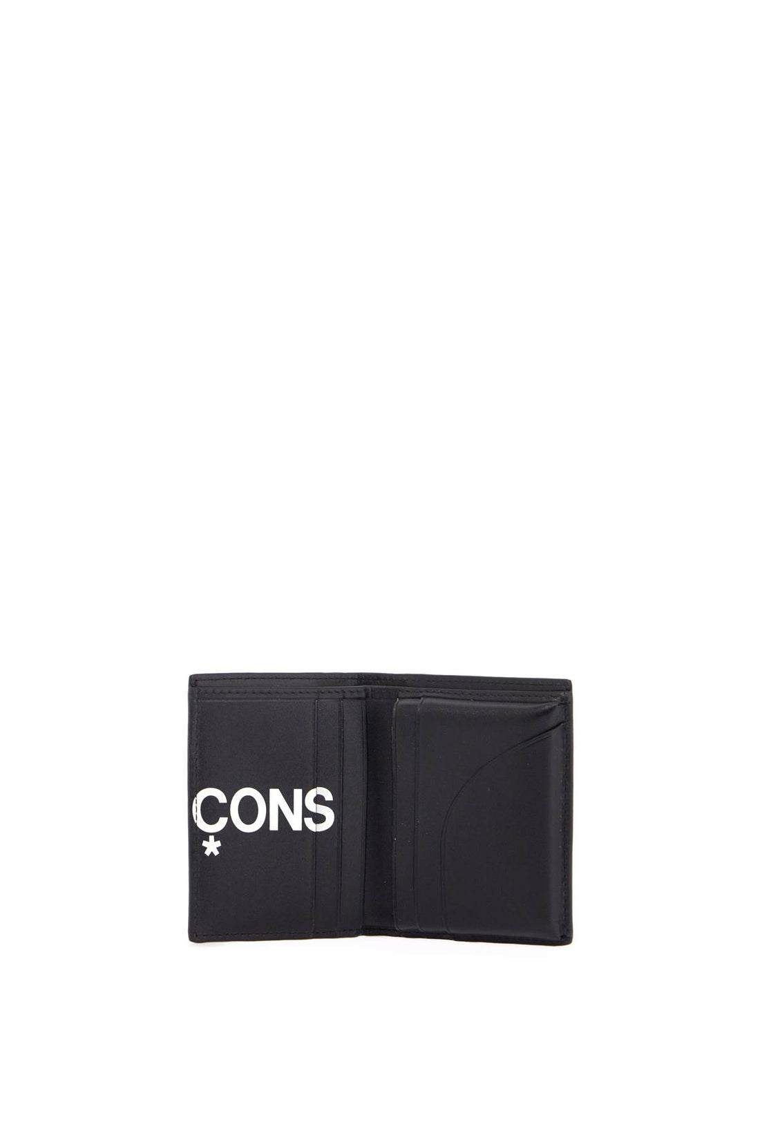 unisex leather wallet large logo black