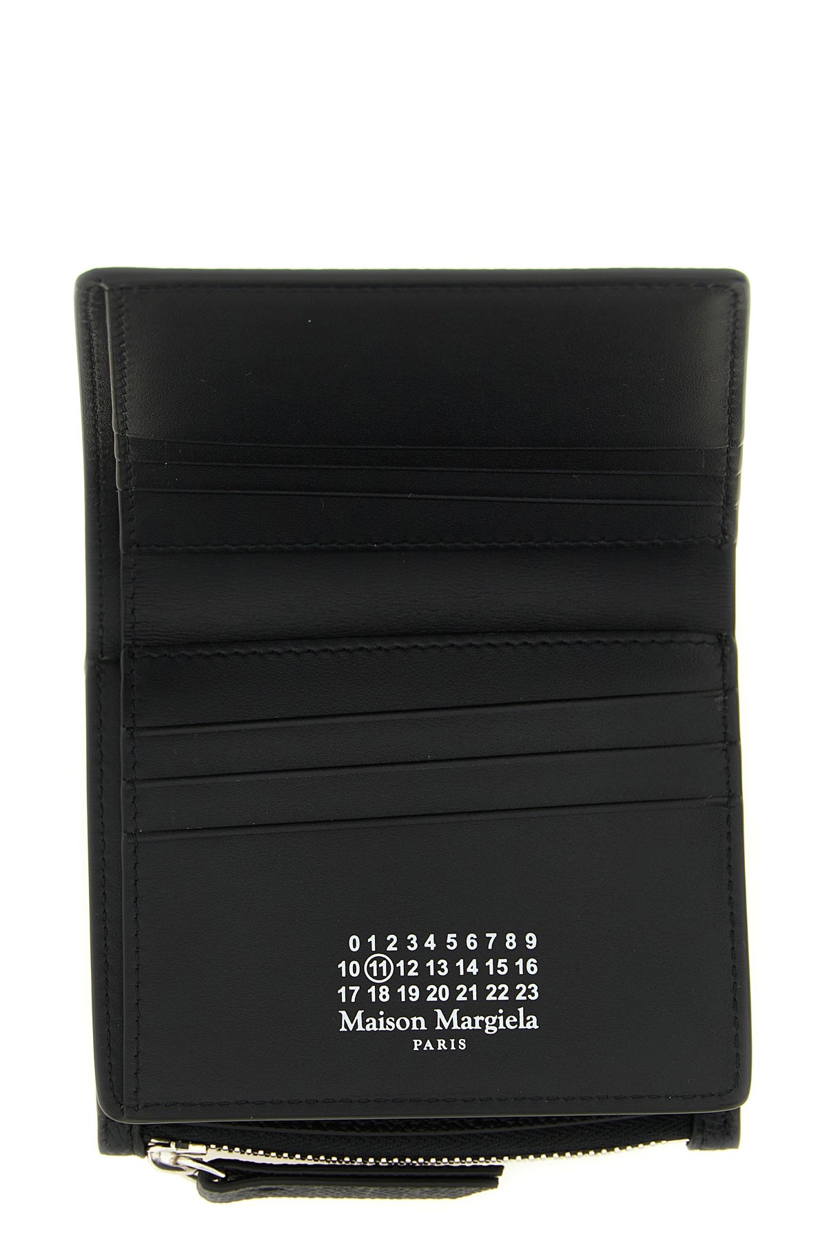 maison margielas small wallet is made of fine black hammered calf leather