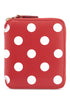 red polka dot calfskin wallet with zip