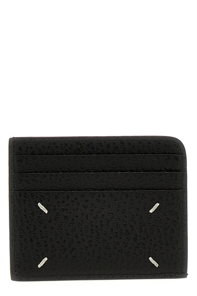 embossed leather four stitches card holder