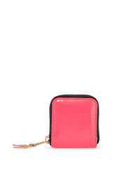 portafoglio super fluo rosa in pelle di capra unisex