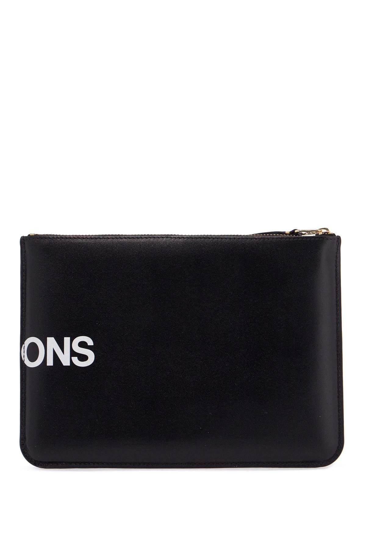 black calfskin wallet with large logo