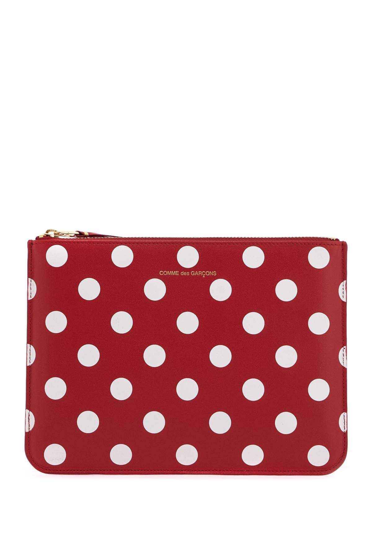 'polka dot leather pouch bag